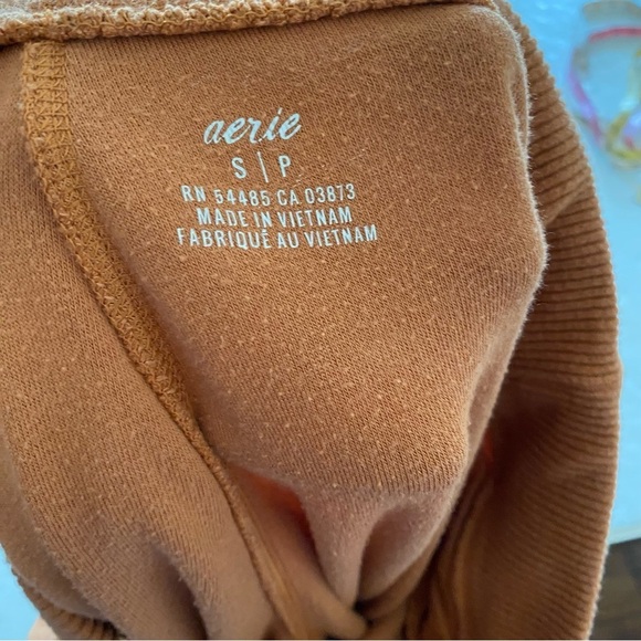 Aerie Fuzzy Jogger Pants Womens Size Small Rust Orange Pockets Ankle Crop - Picture 7 of 12